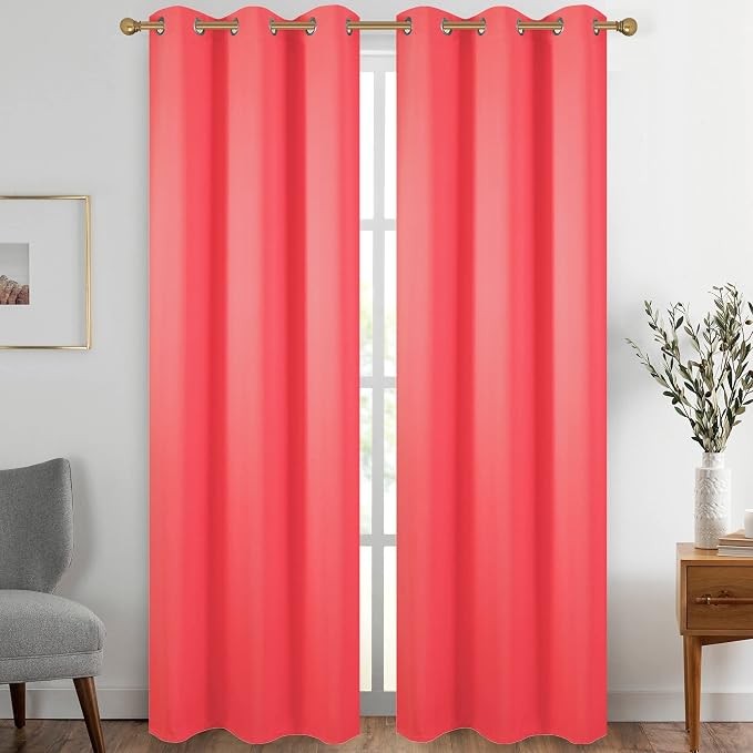 Diraysid Coral Grommet Blackout Curtains by Diraysid%2C+refresh+your+life