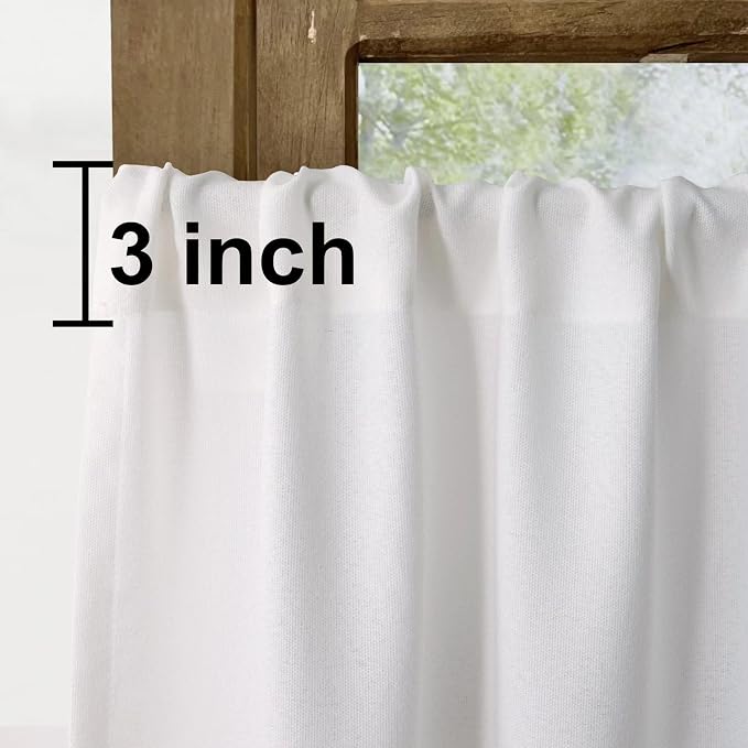 2 Pack Faux Linen Valance for Windows Kitchen Living Room Valances Rod Pocket - Image 2