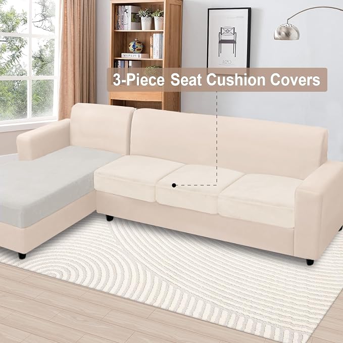 NAISI Couch Cushion Covers 3 Pieces Velvet Stretch Sofa Seat Covers or Backrest - Image 2