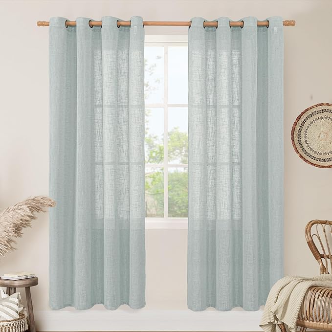 LAMIT 80 Inch Semi Sheer Linen Curtains by LAMIT