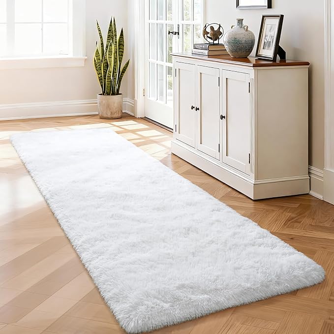Merelax Soft Runner Rugs for Living Room Hallways Entry, 2x6 Snow White Fluffy - Image 3