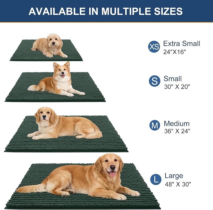 OLANLY Dog Door Mat for Muddy Paws 44x24, Ultra Absorbent Chenille Mud Doormat - Image 2