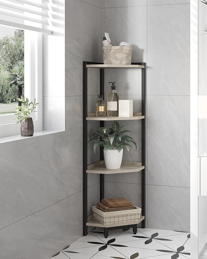 Hzuaneri Corner Shelf Stand, Corner Bookshelf, Storage Standing Shelf Unit - Image 5