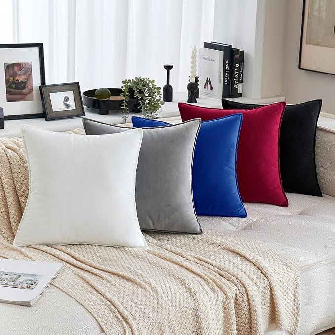 MIULEE Royal Blue Velvet Throw Pillow Covers 18x18 Soft Decorative Solid Square - Image 5