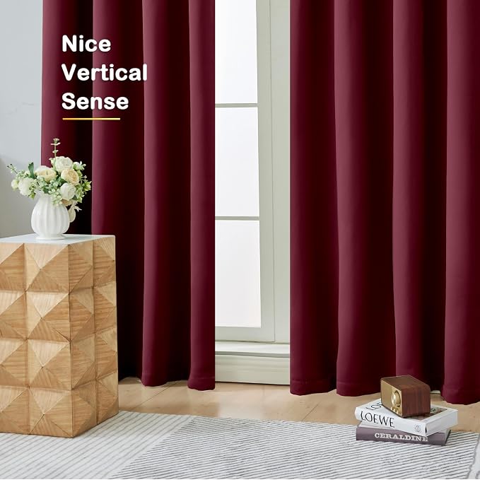 OVZME Christmas Burgundy Blackout Curtains - Image 8