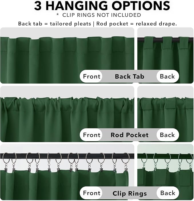 Deconovo Blackout Curtains, Thermal Insulated, W52 x L54 2 Panels, Back Tab - Image 2