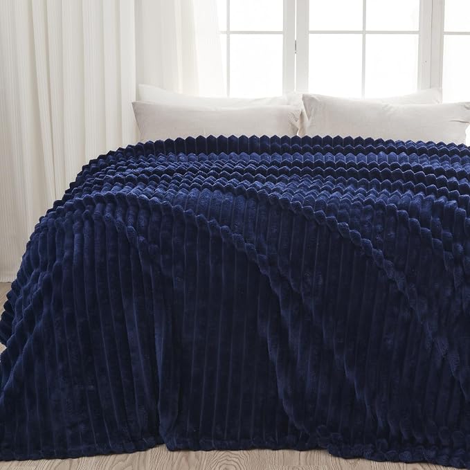 NEWCOSPLAY Super Soft Queen Blanket Dark Navy Premium Silky Flannel Fleece 3D by NEWCOSPLAY