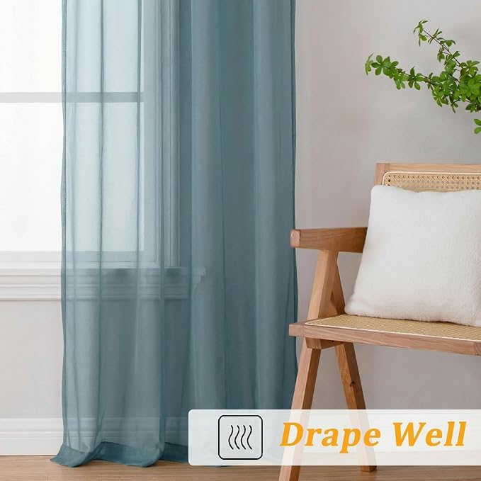 Gwine Short Kitchen Sheer Curtains 24 Inch Length - Image 6