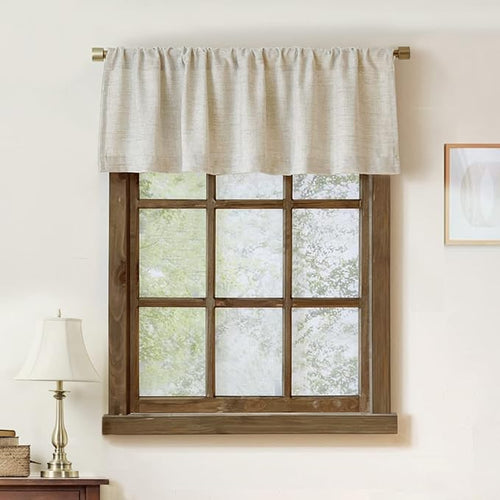 2 Pack Faux Linen Valance for Windows Kitchen Living Room Valances Rod Pocket by Oindec