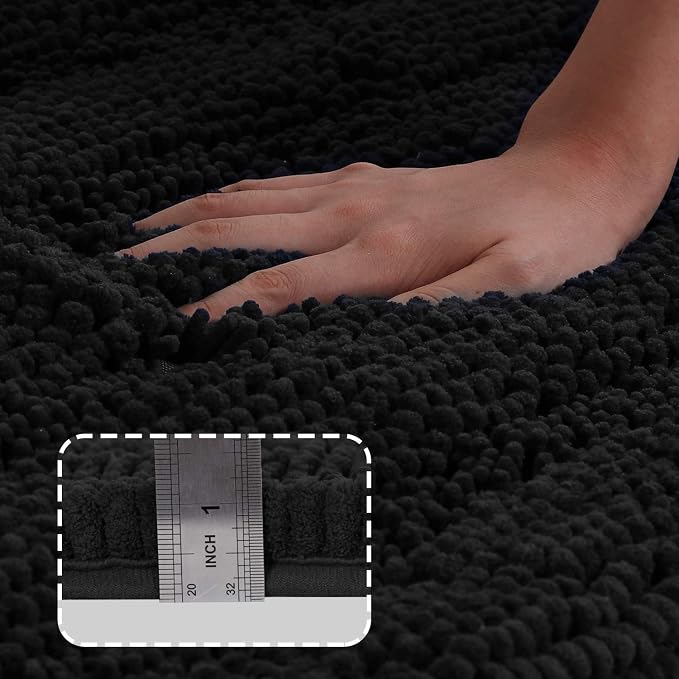 Turquoize Chenille Bathroom Rugs Set Non-Slip Bath Mats - Image 3