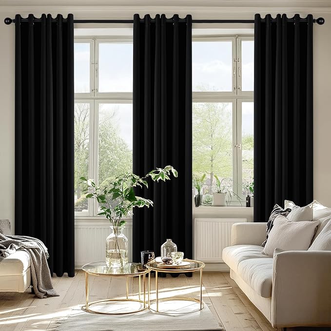 MIULEE Black Blackout Curtains for Bedroom Living Room 86 Inches Long 2 Panels - Image 6