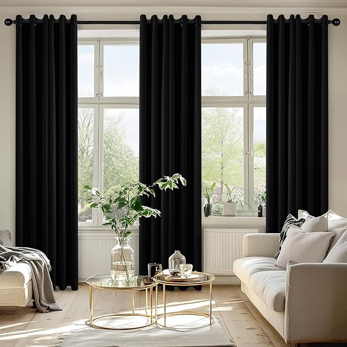 MIULEE Black Blackout Curtains for Bedroom Living Room 72 Inches Long 2 Panels - Image 6