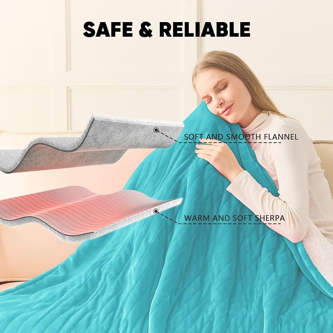 greenoak Heated Blanket Electric King Size 100"X90" Dual Control, Heating - Image 6