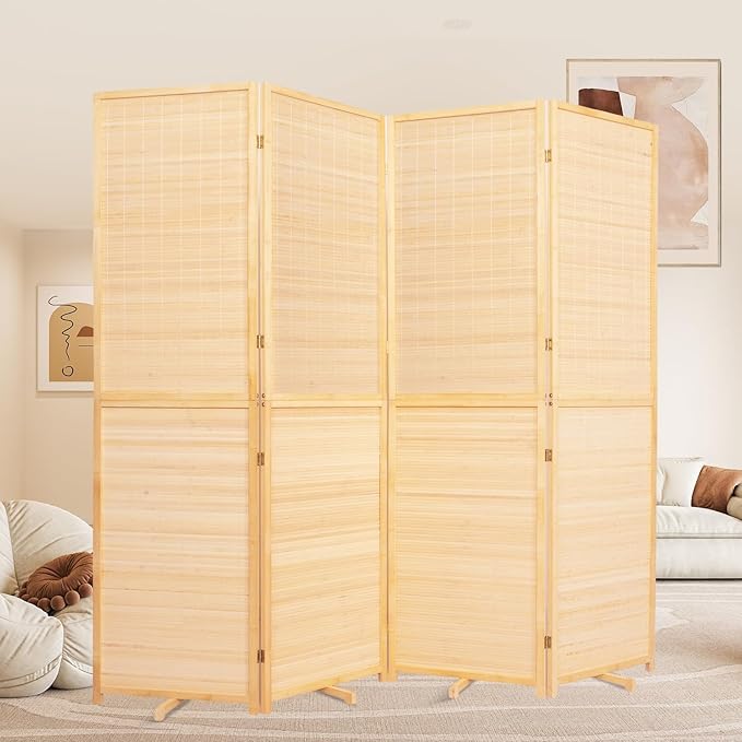 Room Divider Folding Privacy Screens, Hand-Made 67'' High Bamboo Room Dividers by HOMSCREENER