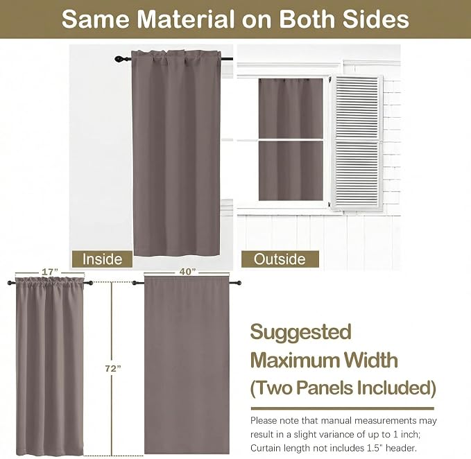 OVZME Latte Blackout Curtains for Bedroom 72 Inch Length 2 Panels Set, Thermal - Image 2