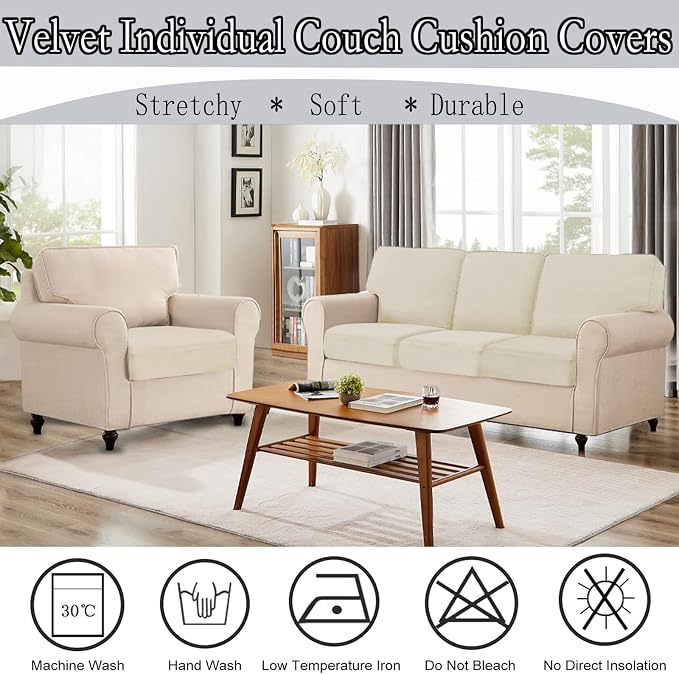 NAISI Couch Cushion Covers 1 Piece Velvet Stretch Sofa Seat Covers or Backrest - Image 5