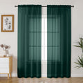 Gwine Hunter Green Sheer Curtains 84 Inches Long 2 Panels Set by Gwine