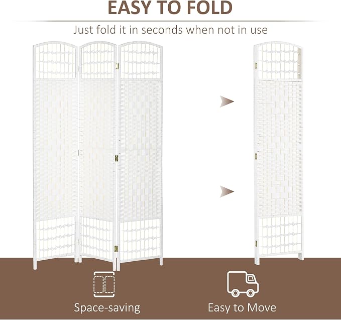 HOMCOM 3 Panel Room Divider, Folding Privacy Screen, 5.6' Room Separator - Image 3