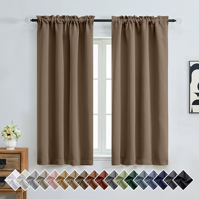 OVZME Brown Blackout Curtains for Bedroom 63 Inch Length 2 Panels, Protect by OVZME