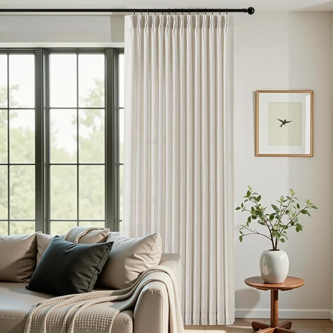 IVAPUPU Natural Pinch Pleated Curtains 84 Inch Length by IVAPUPU