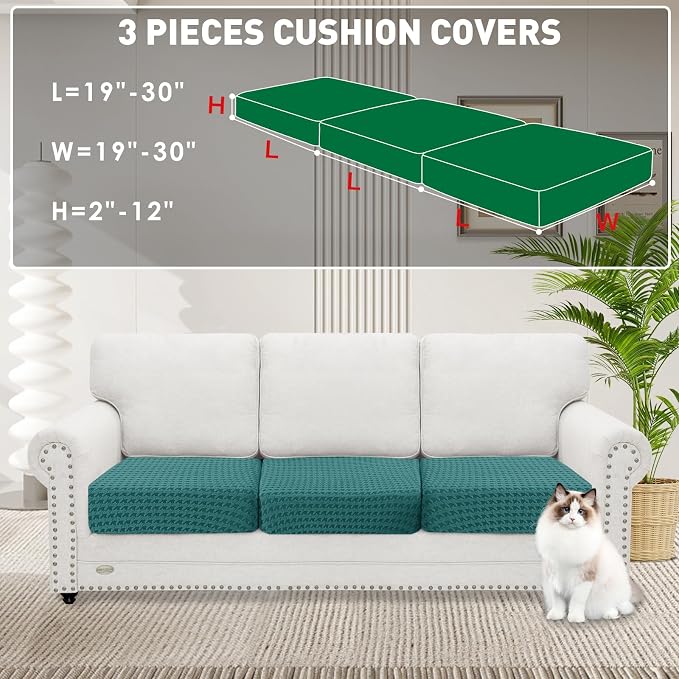 MAXIJIN Couch Cushion Covers for Sectional Sofa, Stretch Sofa Cushion Cover - Image 2