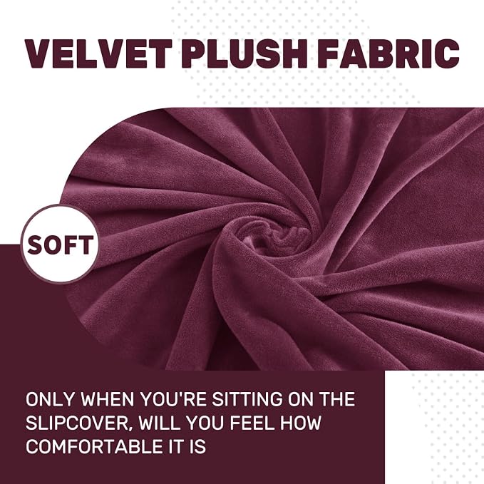 MAXIJIN Velvet Stretch Couch Cushion Covers Soft Sofa Cushion Cover Replacement - Image 3