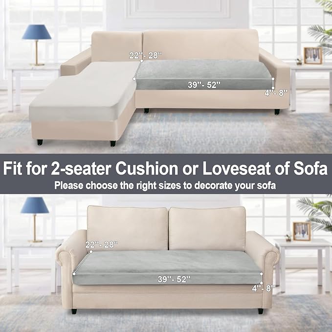 NAISI Couch Cushion Covers 1 Piece Velvet Stretch Loveseat Cover or 2 Seat Sofa - Image 4
