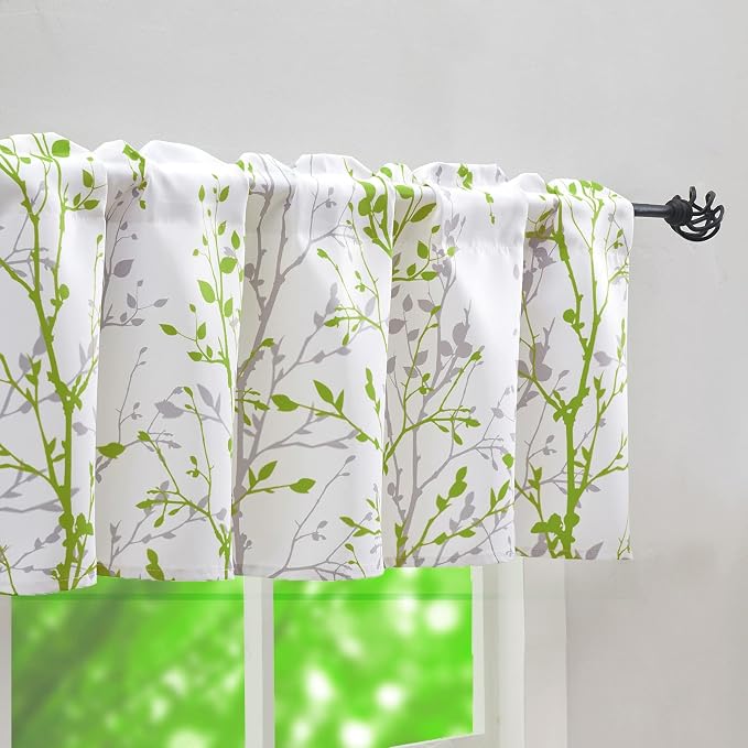 Luvyohmee Kitchen Valances for Windows, Sage Green Valance Curtains, Tree - Image 4