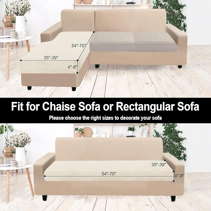 NAISI Sectional Couch Cover 1 Piece Velvet Separate Chaise Lounge Cover Soft - Image 5