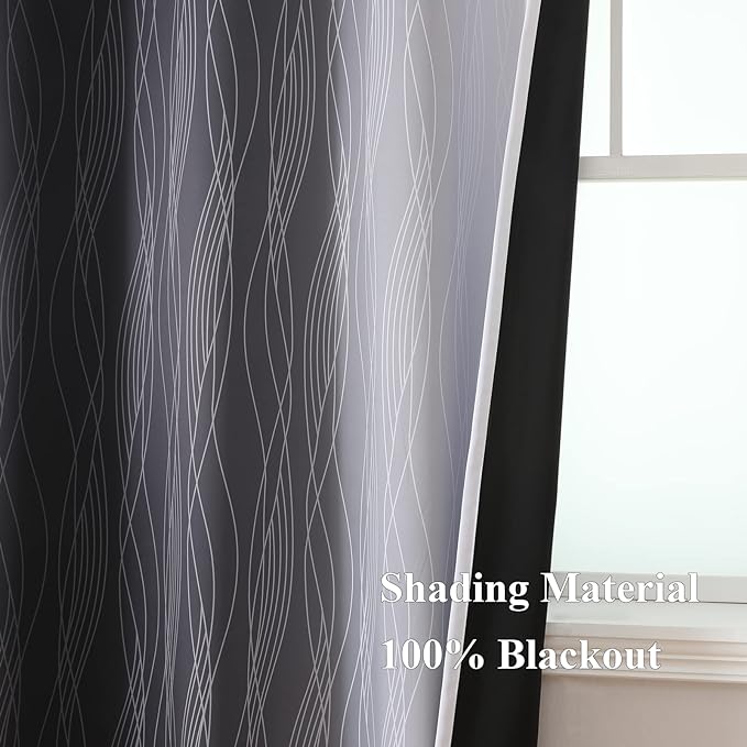 Estelar Textiler Ombre Greyish White and Black Blackout Curtains & Drapes 45 - Image 5