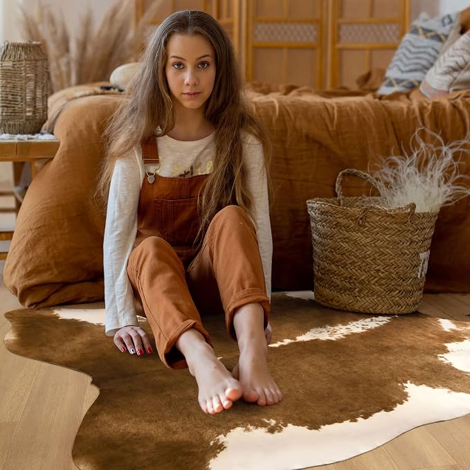 BENRON Small Cowhide Rug, Faux Cow Hide Rugs - Image 2