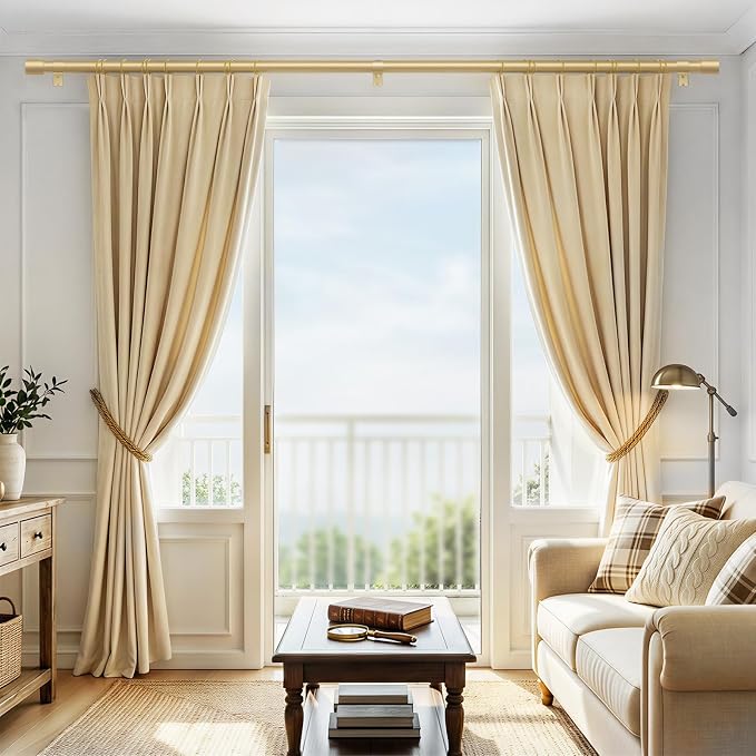 IFELS Heavy Duty Curtain Rods for Windows 48 to 84 Inch, 1 Inch Gold Curtain - Image 2