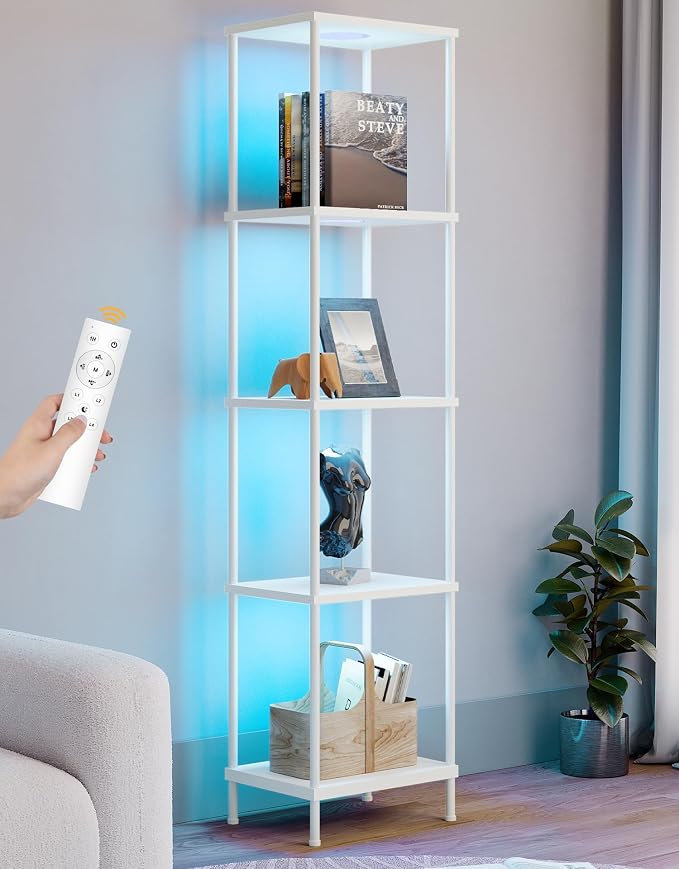 Display Shelf with RGBCW Light, Color Changing Curio Cabinet Floor Lamp with by PARTPHONER