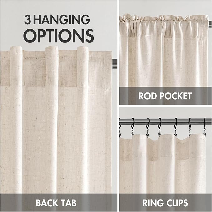 MIULEE Non-See-Through Privacy Linen Curtains 2 Panels, Light Filtering Window - Image 6