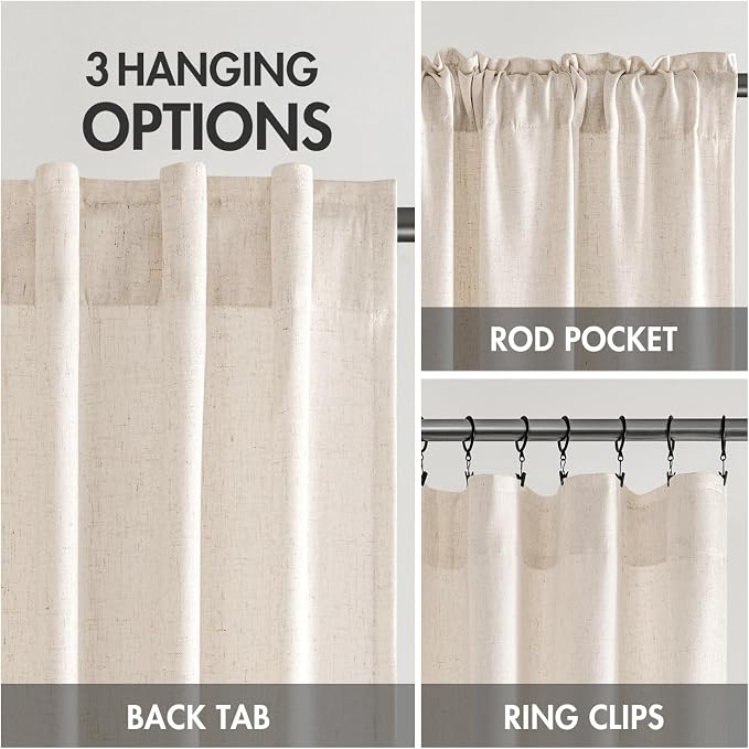 MIULEE Non-See-Through Privacy Linen Curtains 2 Panels, Light Filtering Window - Image 6