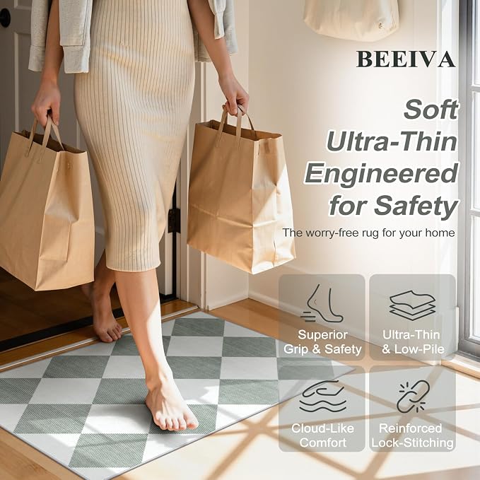 Beeiva Checkered Print Indoor Door Mats - Image 2