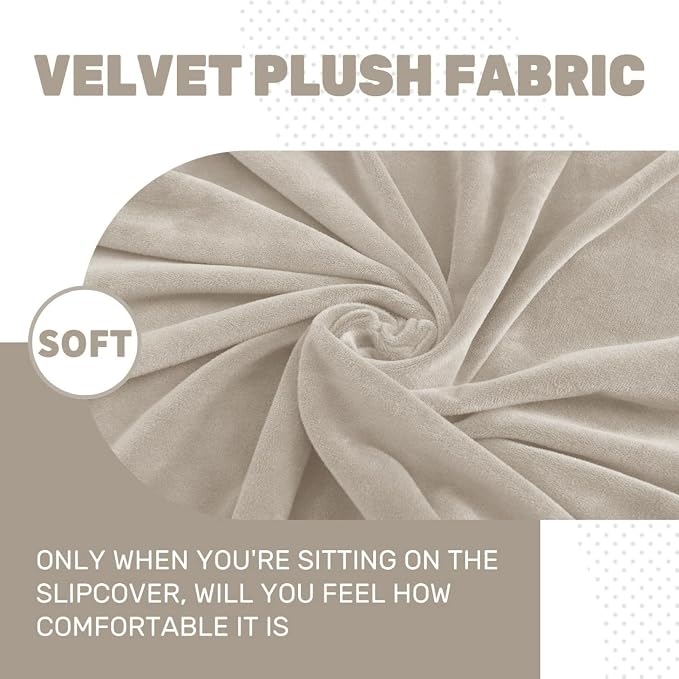 MAXIJIN Velvet Stretch Couch Cushion Covers Soft Sofa Cushion Cover Replacement - Image 3