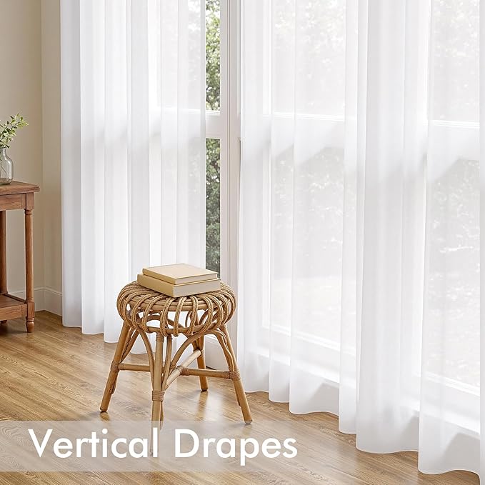 MIULEE White Sheer Curtains 78 Inches Long, 4 Panels Set, Light Filtering Voile - Image 5