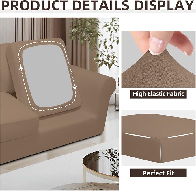 Easy-Going 3 Pieces Stretch Chair Cover Washable Chair Slipcover Set - Image 6