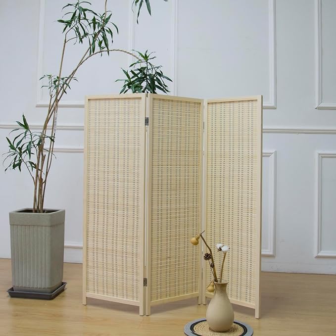 Furnnylane 3 Panel Short Room Divider Screen, Small Bamboo Panel Divider - Image 4