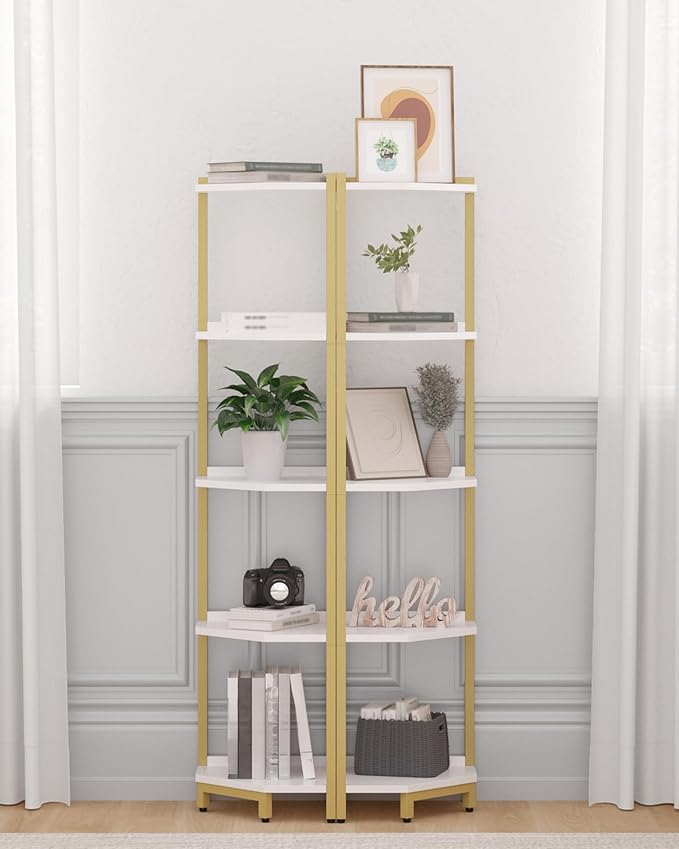 Hzuaneri Corner Shelf Stand, Corner Bookshelf, Storage Standing Shelf Unit - Image 6