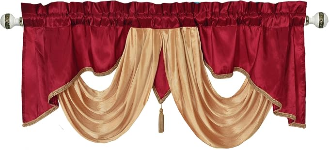 Valarie Fancy Window Valance. 54 x 18 inches. Taffeta Fabric by GOHDGoldenOceanHomeDecor