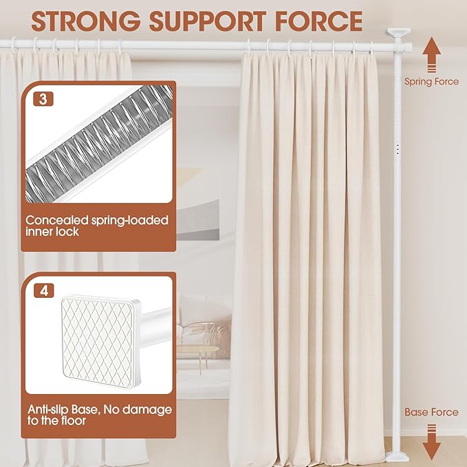 SUNALLY Room Divider No Drilling Curtain Rod Wall Divider - Image 3