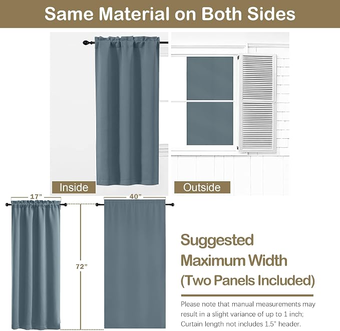 OVZME Stone Blue Blackout Curtains - Image 2