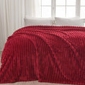 NEWCOSPLAY Super Soft Queen Blanket Red Premium Silky Flannel Fleece 3D Ribbed by NEWCOSPLAY