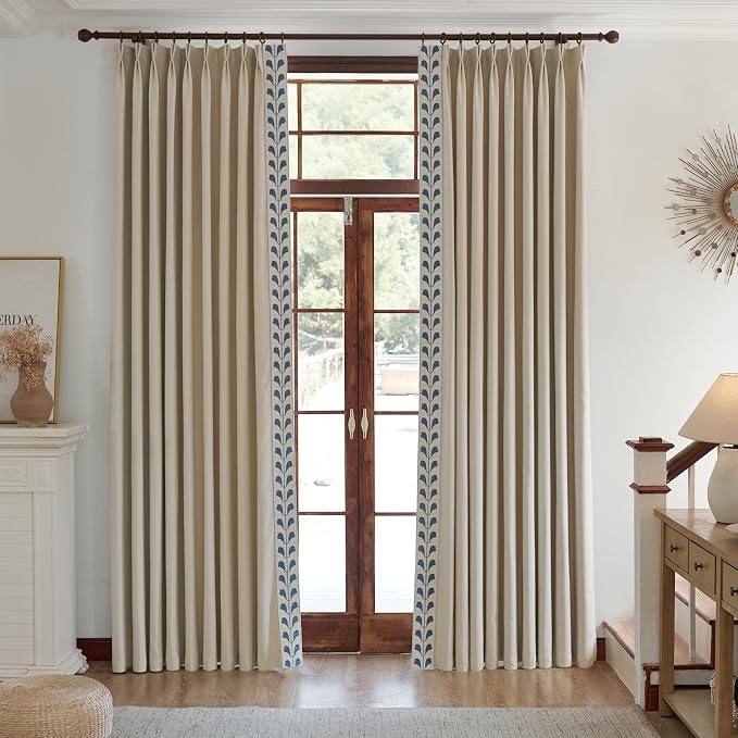 VisionaryHomeDesign Beige Linen Pinch Pleated Curtains, Memory Trained Curtains - Image 2