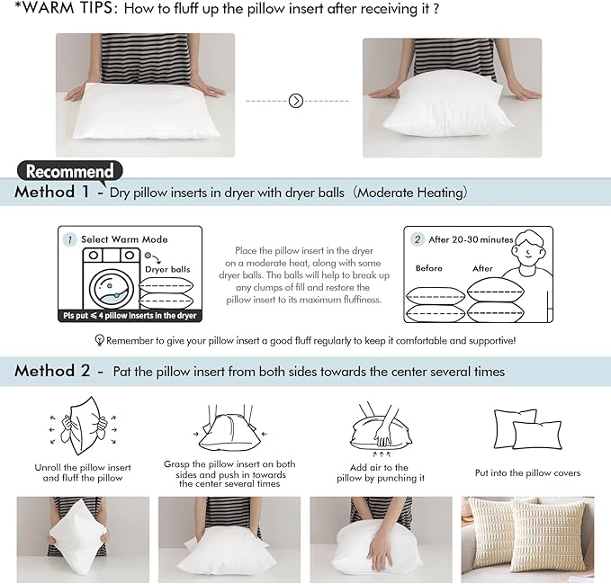MIULEE Throw Pillow Insert Premium Pillow Stuffer Sham Square Form - Image 7