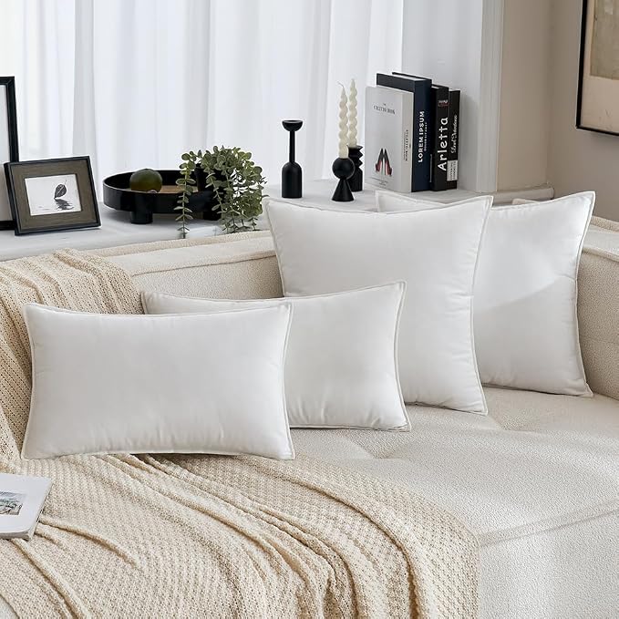 MIULEE Pure White Velvet Throw Pillow Covers 18x18 Soft Decorative Solid Square - Image 4
