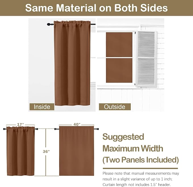 OVZME Kitchen Curtains for Small Window Treatment, Light Filtering Short Cafe - Image 2