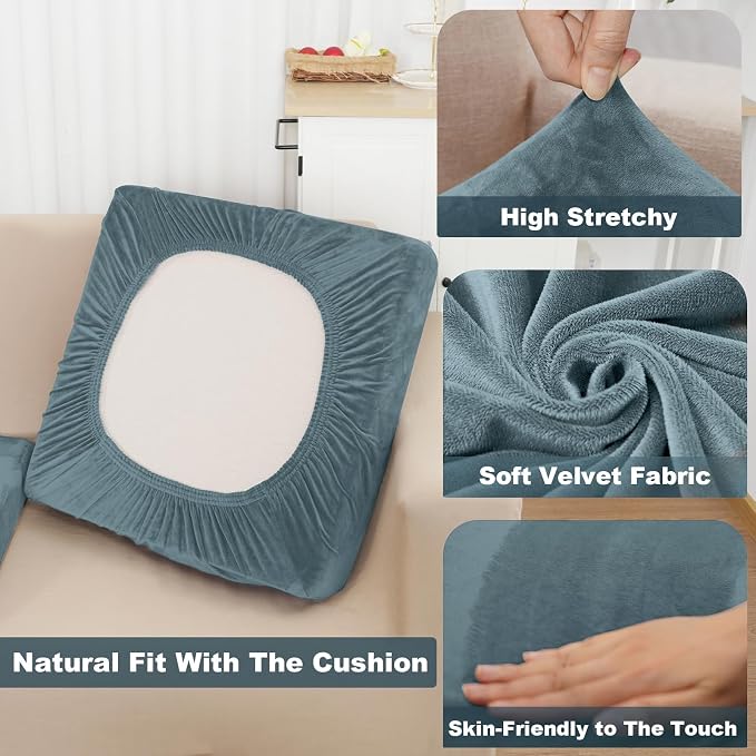 NAISI Couch Cushion Covers 1 Piece Velvet Stretch Sofa Seat Covers or Backrest - Image 3